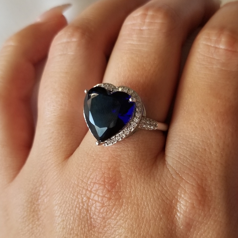 NEW Heart Cut Royal Blue, Silvertone